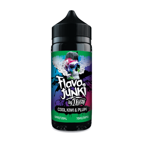Flavo Junki by Doozy vape juice bottle with colorful label on a white background