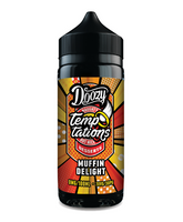 Doozy Naughty Temptations Muffin Delight vape juice bottle on a white background