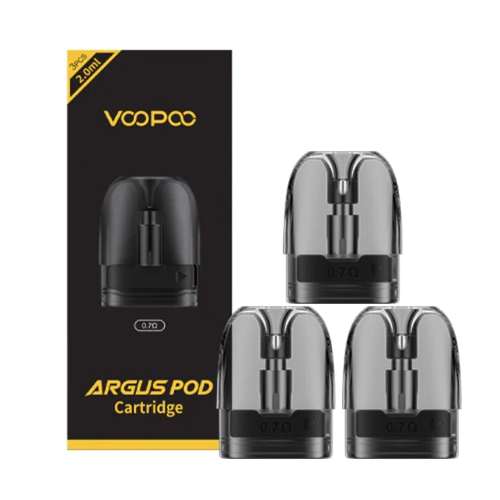 VOOPOO Argus Pod Cartridge packaging with three pods on a white background