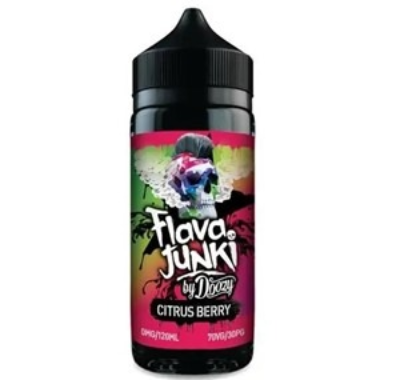 Flavo Junki Citrus Berry vape juice bottle on a white background