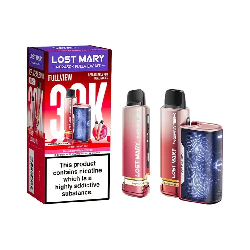 Lost Mary vaping device and packaging on a white background
