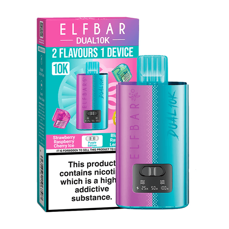 Elf Bar Dual10K vape device with packaging on a white background