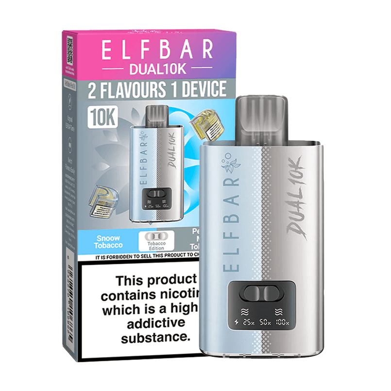 Elf Bar Dual10K vape device and packaging on a white background