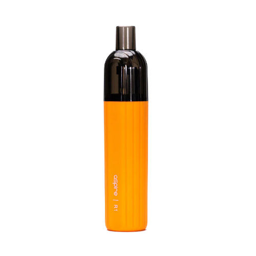 Orange and black vape device on a white background