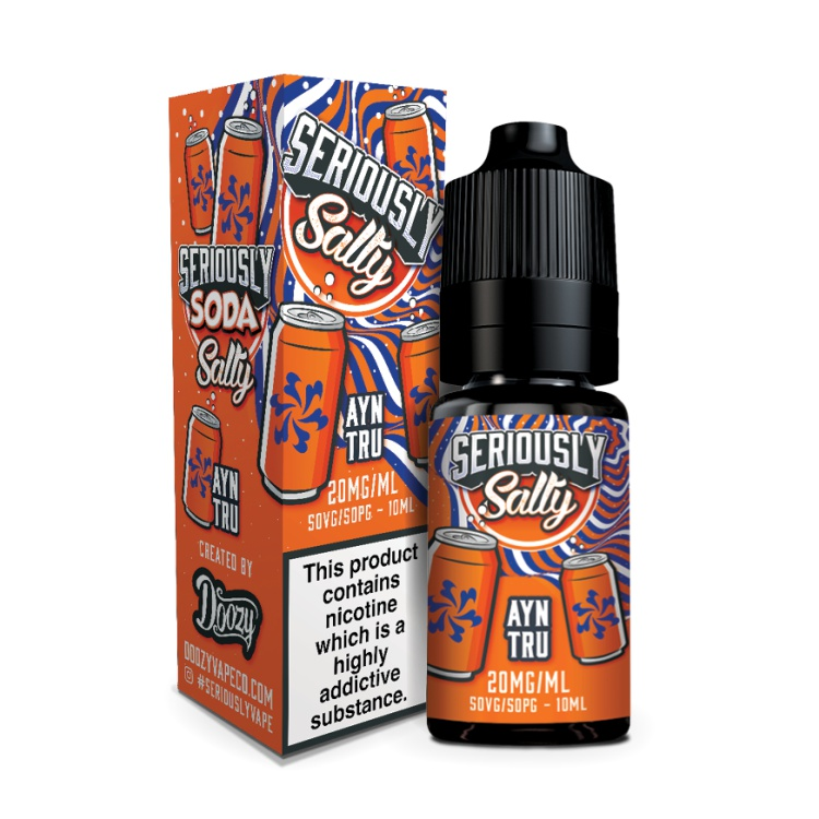 Seriously Salty vape juice bottle and packaging on a white background