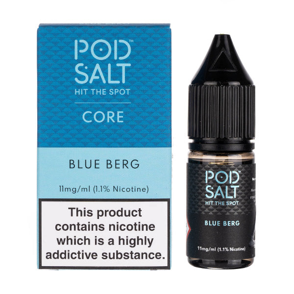 Pod Salt Blue Berg nicotine product packaging on a white background