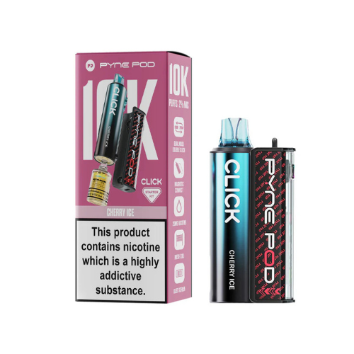 Cherry Ice Pyne Pod Click Vape Kit | – Mesh Coil, 2ml Pod + 10ml Refill | USB-C Charging