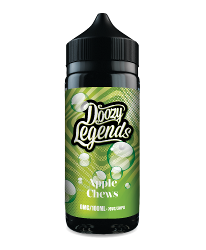 Doozy Legends Apple Chews vape juice bottle on a white background