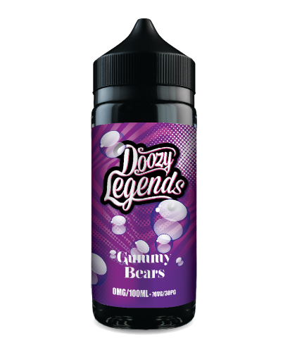 Doozy Legends Gummy Bears vape juice bottle on a white background