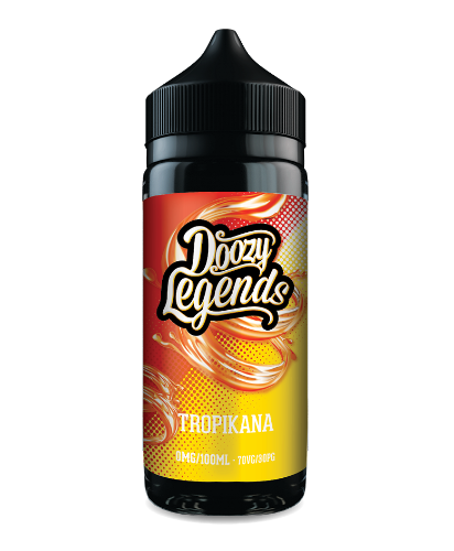 Dooby Legends Tropikana vape juice bottle on a white background
