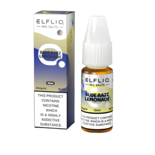 Elfliq Blue Razz Lemonade nicotine salt e-liquid bottle and packaging on a white background-ELF LIQ NIC SALTS 5MG/10ML  BLUE RAZZ LEMONADE    