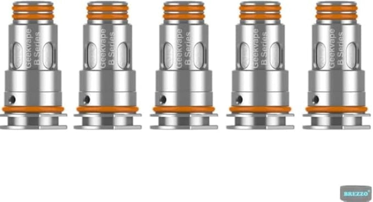 Six metallic nozzles with orange accents on a white background