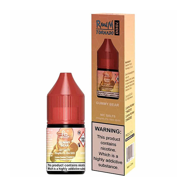 Gummy Bear vape juice bottle and packaging on a white background
