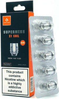 Supremo vaping coils packaging with clear coils in a blister pack on a white background