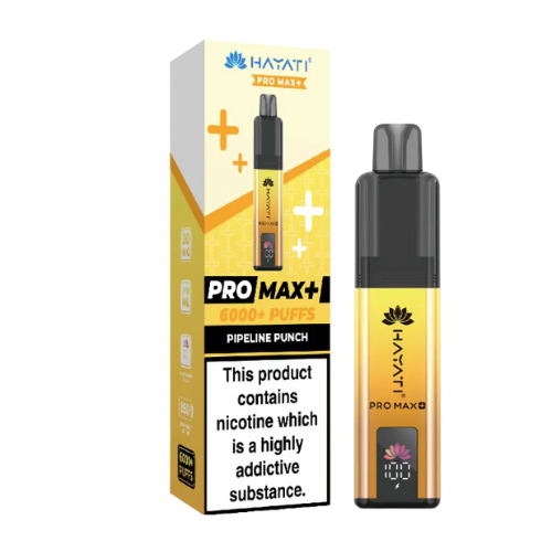 Hayati Pro Max+ vape device and packaging on a white background HAYATI PRO MAX 6K PineApplePunch
