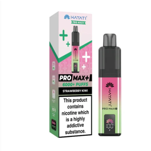 Hayati Pro Max+ vape device and packaging on a white background HAYATI PRO MAX 6K Starwberrykiwi