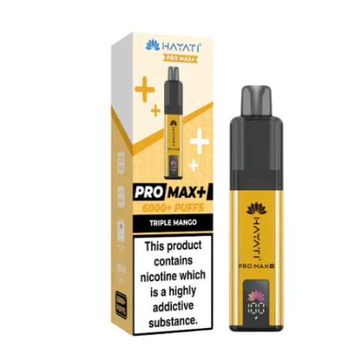 Hayati Pro Max+ vape device and packaging on a white background HAYATI PRO MAX 6K TripleMango