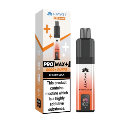 Hazati Pro Max+ vape device and packaging on a white background HAYATI PRO MAX 6K cherycola