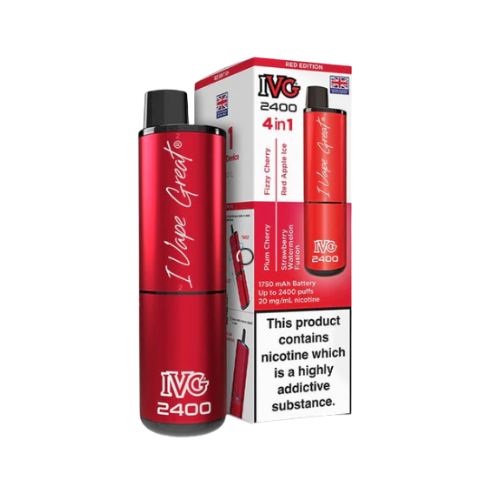 IVG 2400 4 In 1 Red edition Rechargeable Pod Kit | 20mg Nic Salt | Up to 2400 Puffs
