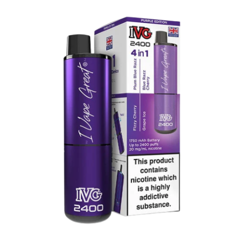 
IVG 2400 4 In 1 purple_edition Rechargeable Pod Kit | 20mg Nic Salt | Up to 2400 Puffs