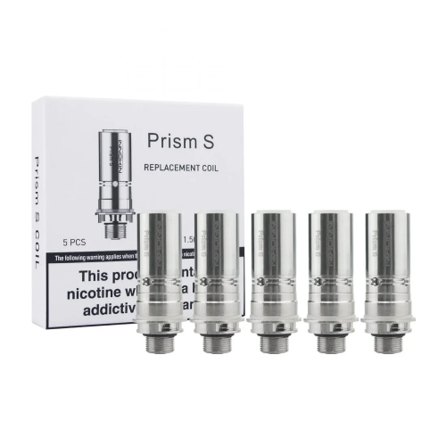 Set of Prism S replacement coils with packaging on a white background
