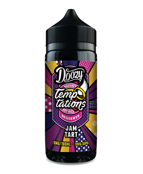 Doozy Naughty Temptations Jam Tart vape juice bottle on a white background