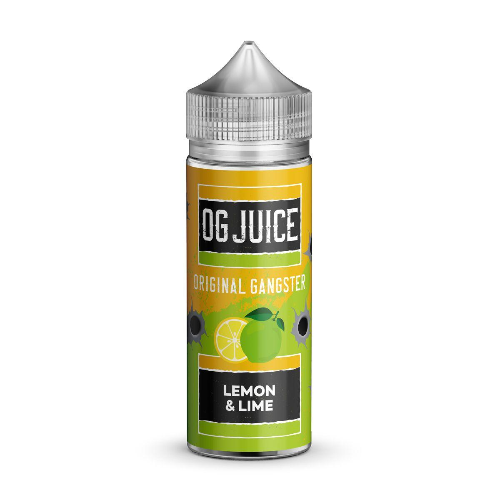 Bottle of OG Juice Lemon & Lime e-liquid on a white background