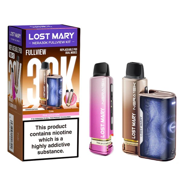 Lost Mary vaping device and packaging on a white background