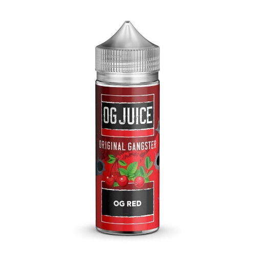 Vape juice bottle labeled 'OG Juice Original Gangster OG Red' on a white background