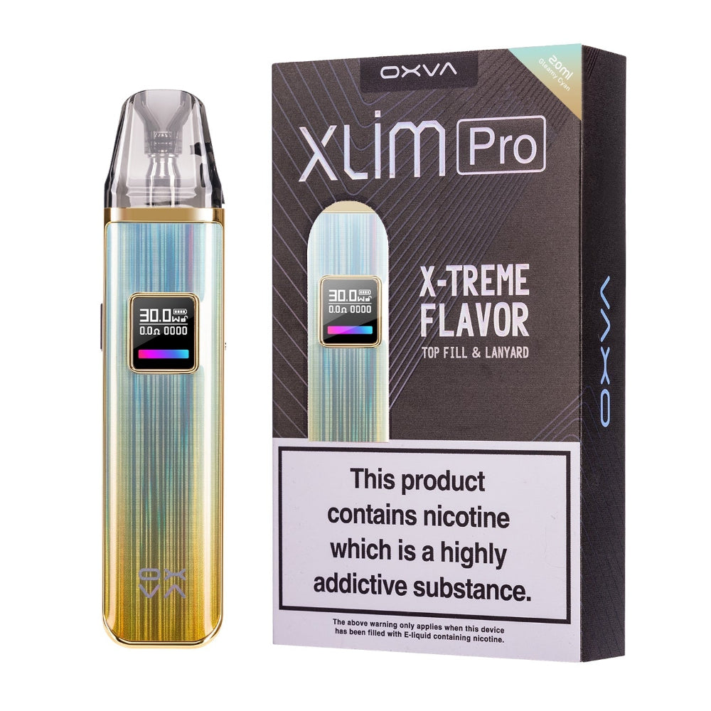 OXVA X-Lim Pro vape device and packaging on a white background