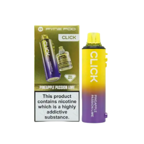 Click vape device and packaging on a white background
