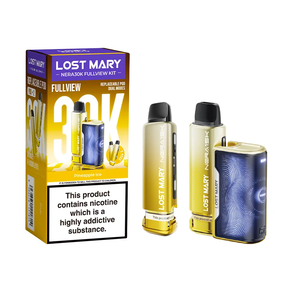 Lost Mary vape device and packaging on a white background