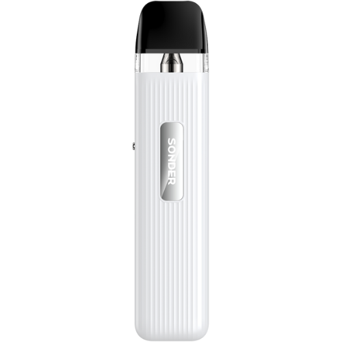 White vape device with black top on a white background