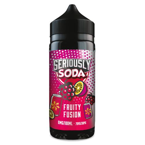 Seriously Soda Fruity Fusion e-liquid bottle on a white background