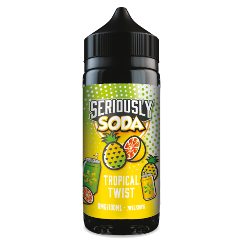 Seriously Soda Tropical Twist vape juice bottle on a white background
