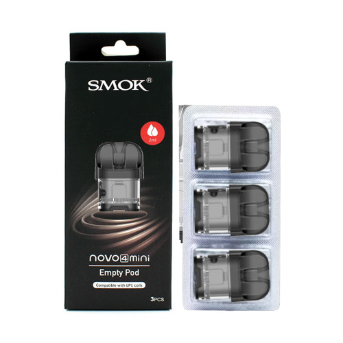 Smok novo4mini empty pod packaging with three pods on a white background