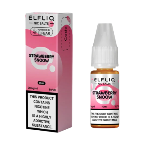 Elfliq Strawberry Snoow e-liquid bottle and packaging on a white background