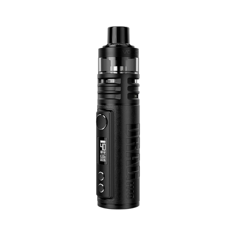 Black vape device on a white background