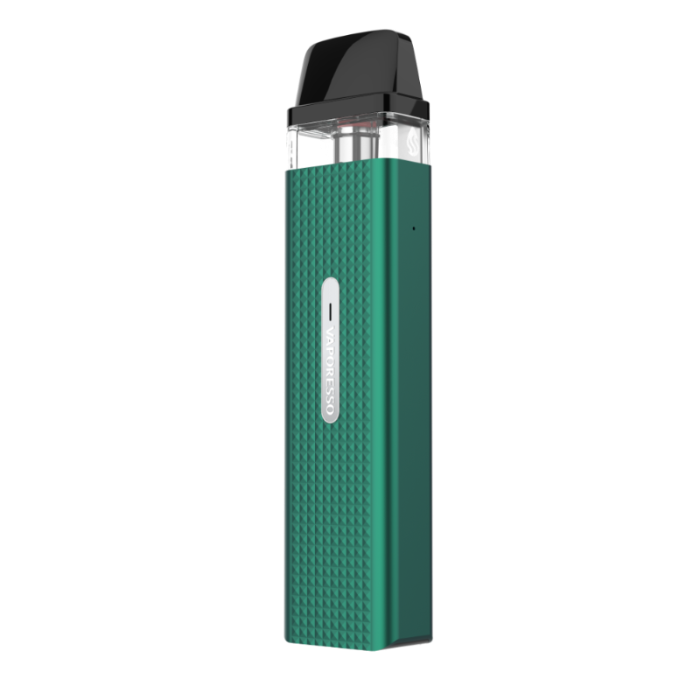 Green vape device with black top on a white background