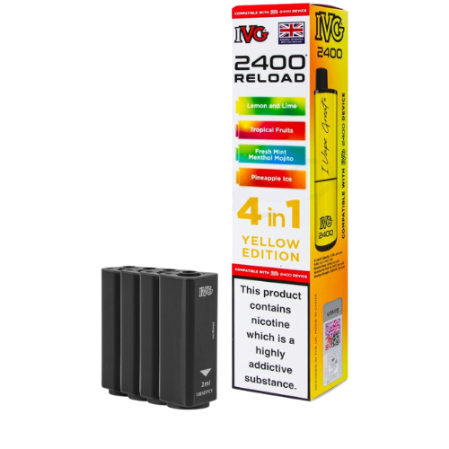 YELLOW EDITION   IVG 2400 4 IN 1 IVG 2400 4-in-1 Prefilled Pod Vape Kit  2400 Puffs