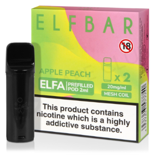 ELF BAR vape pod packaging with black vape pod and colorful box on a white background