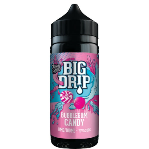Big Drip Bubblegum Candy e-liquid bottle with pink and blue label on a white background