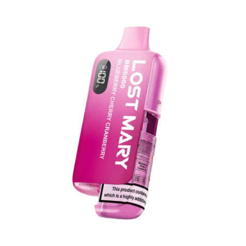 Pink Lost Mary vape device on a white background blue_cherry_cranberry Lost Mary BM 6000 