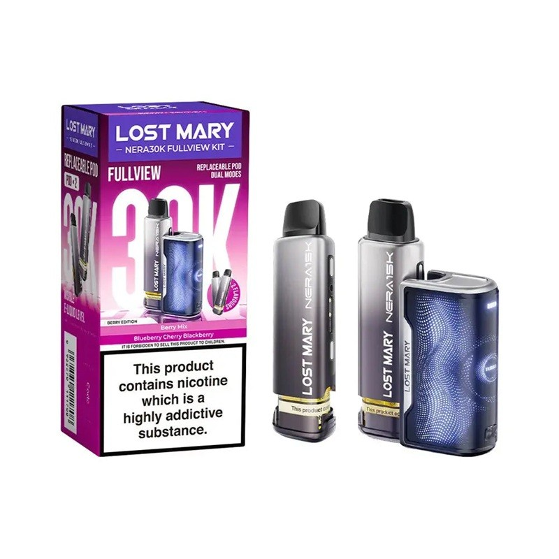 Lost Mary vaping device and packaging on a white background