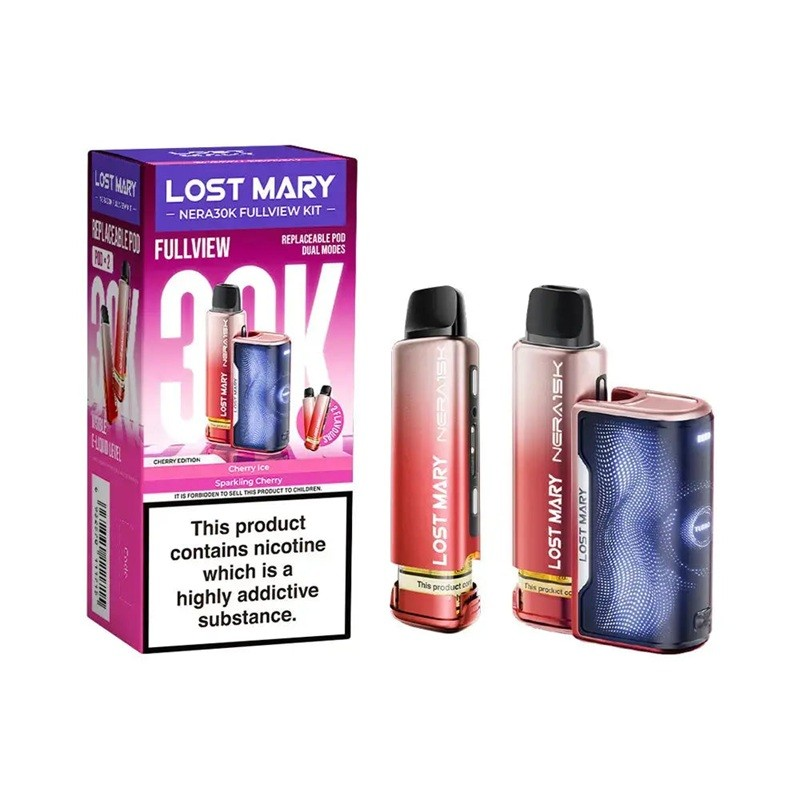 Lost Mary vaping device and packaging on a white background