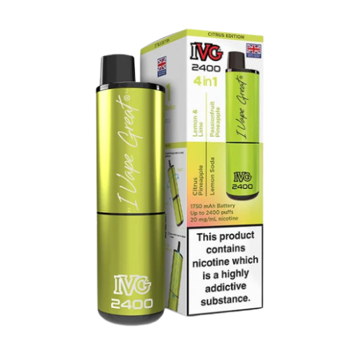 IVG 2400 4 In 1 Citrus edition  Rechargeable Pod Kit | 20mg Nic Salt | Up to 2400 Puffs