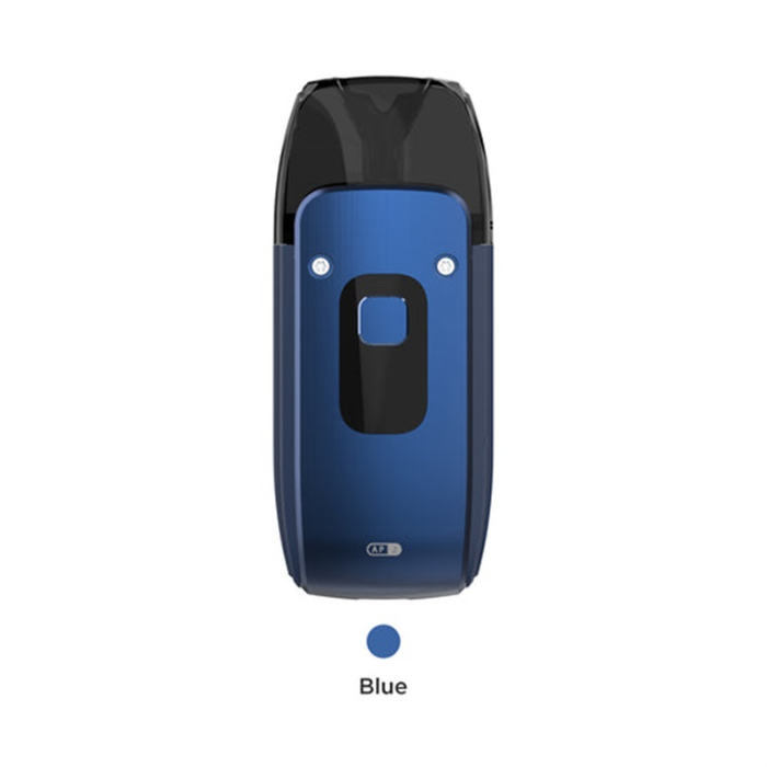 Blue and black electronic device on a white background