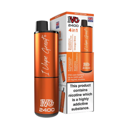 IVG 2400 4 In 1 juicy edition Rechargeable Pod Kit | 20mg Nic Salt | Up to 2400 puff 