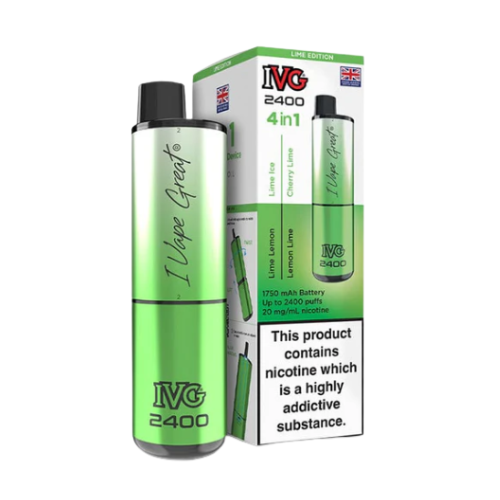 IVG 2400 4 In 1 lime edition  Rechargeable Pod Kit | 20mg Nic Salt | Up to 2400 Puffs