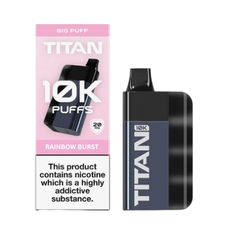 Titan 10K Puffs vape device and packaging on a white background-strawberry_kiwi_watermelon